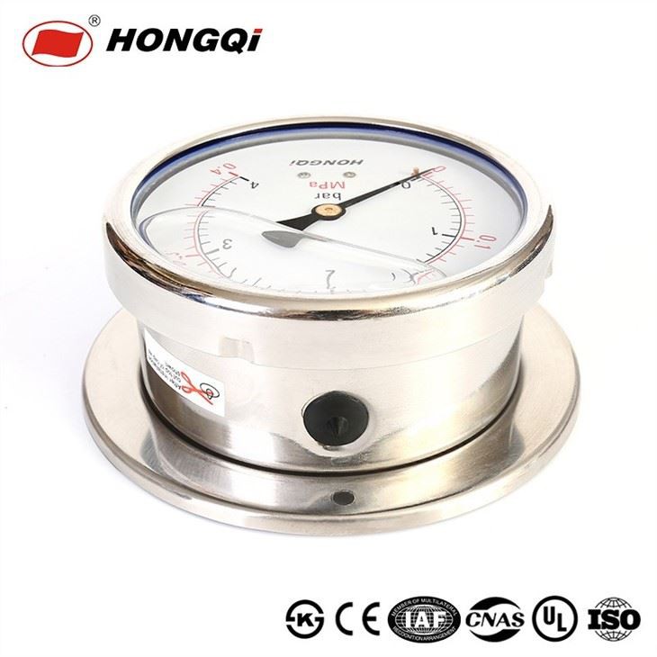 60/100/150mm Bottom Mount Liquid Filled Pressure Gauge With Flange